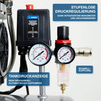 HYUNDAI Silent Kompressor SAC55752 | 24L Kessel, 8bar, ölfrei | 0.75kW / 1.0PS | Ansaugleistung 125 L/Min | Öl-Wasserabscheider | 59dB Luftkompressor leise, Flüster-Kompressor