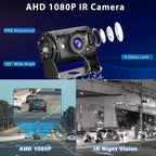 Hodozzy 1080P Rückfahrkamera 4 Kameras mit 9 Zoll DVR 4 Geteilte Monitor, 4 AHD Kameras IP68 Wasserdicht Nachtsicht, Vorder Seite Rück Kamera mit Kabel 2*10m+2*20m, für LKW Anhänger Wohnmobil Bus Van