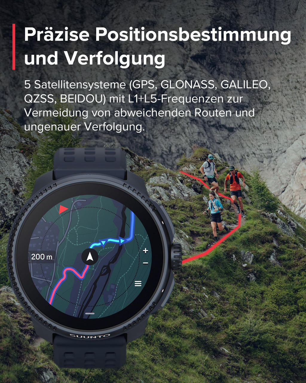 SUUNTO Race Sportuhr - Outdoor Smartwatch, 1,43" Helles AMOLED Display mit Saphirglas, Bequeme Uhrenkrone & Tasten Bedienung, Präzise Zweifrequenz GPS, Lange Akkulaufzeit, 100m Wasserdicht