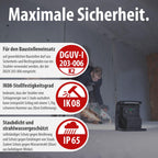 Brennenstuhl Professional Multi Battery LED Hybrid Baustrahler 6050 MH (60W, 6200lm, IP65, LED Baustrahler kompatibel mit 18V Akkus 10 verschiedener Hersteller, 5m, ohne Akku, Engineered in Germany)