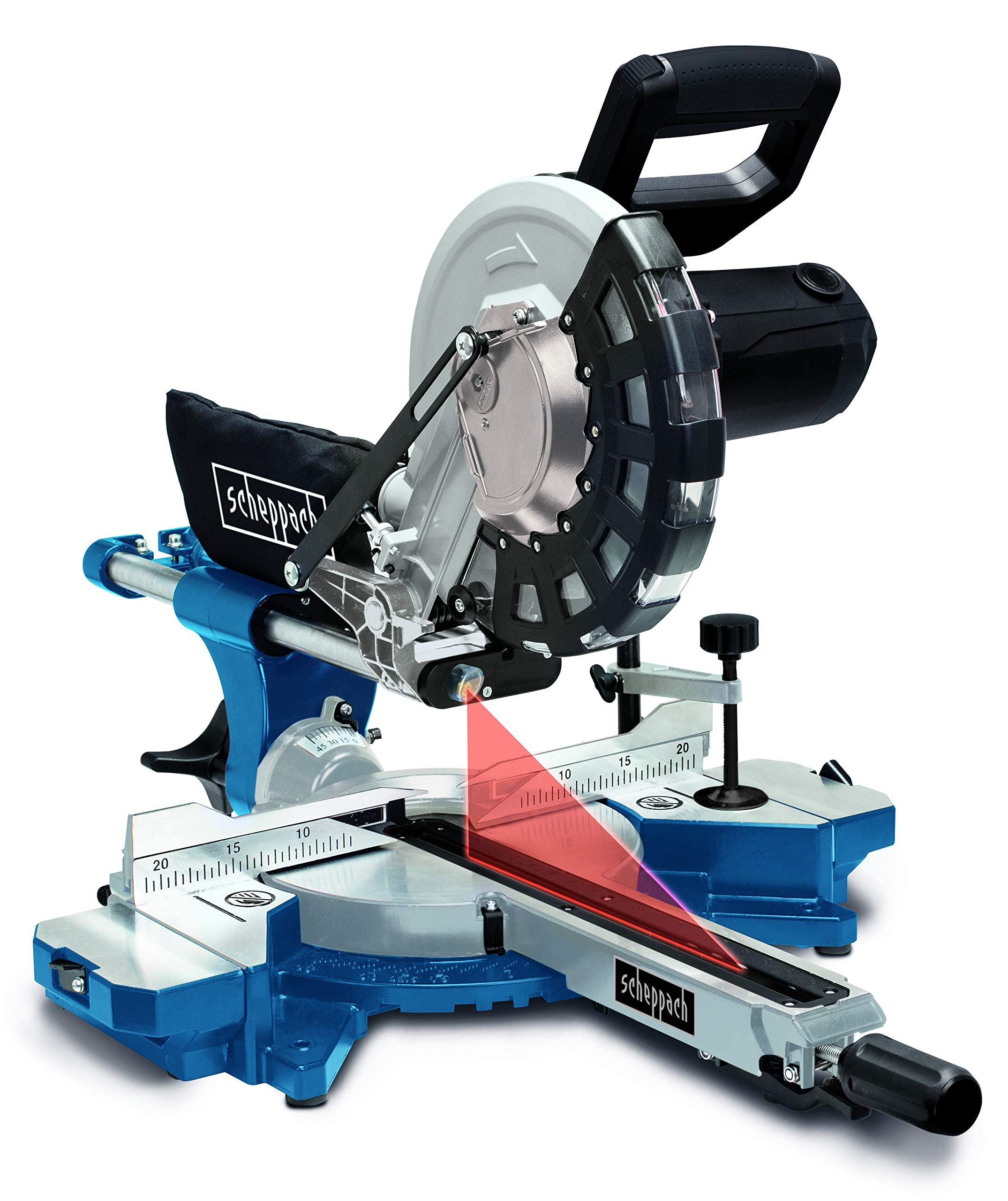 Scheppach HM254 Kappzugsäge mit Softstart & Laser - 2000W Leistung |Ø 255mm Sägeblatt | Schnittbreite/höhe: 340mm x 90mm | inkl. 2. Sägeblatt (HM254)