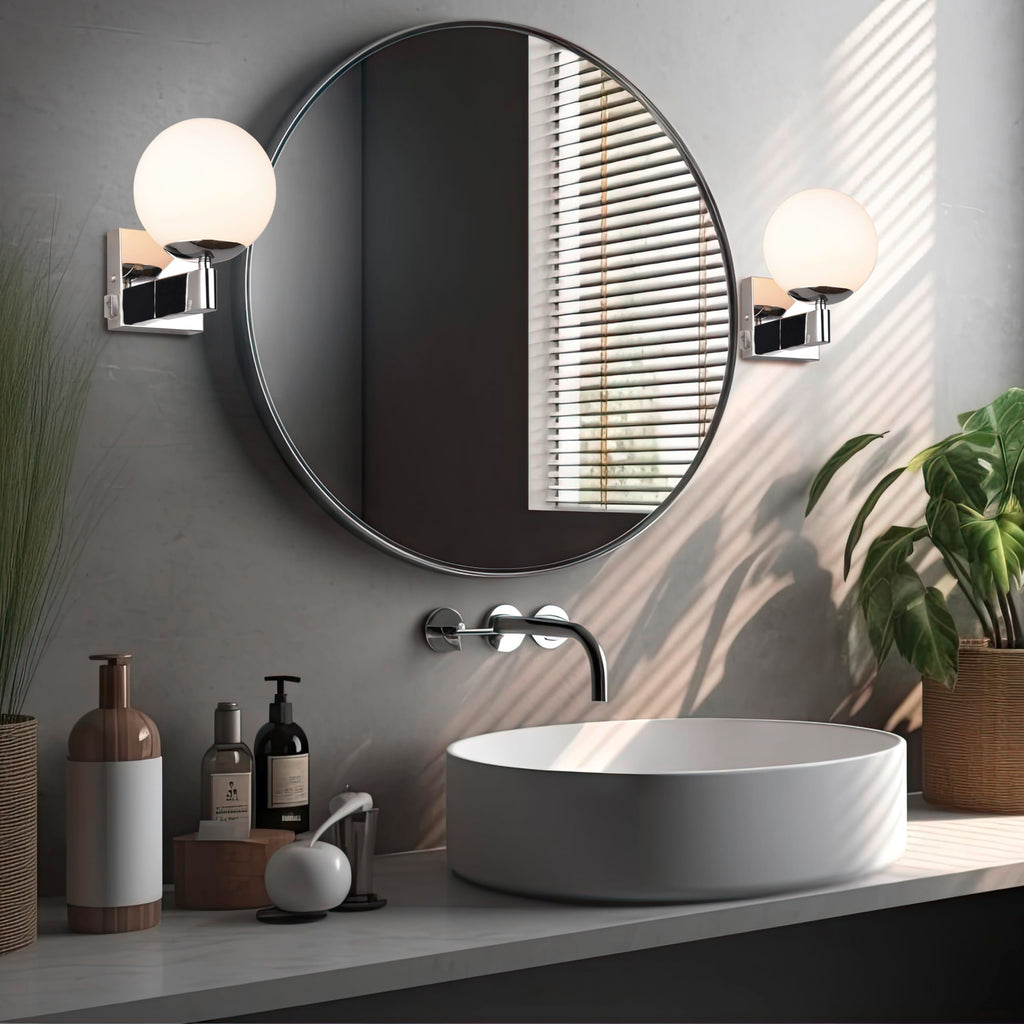 Trio Leuchten Badezimmer Wandleuchte Kula 284270106, Metall Chrom, Glas Weiß, exkl. 1x E14