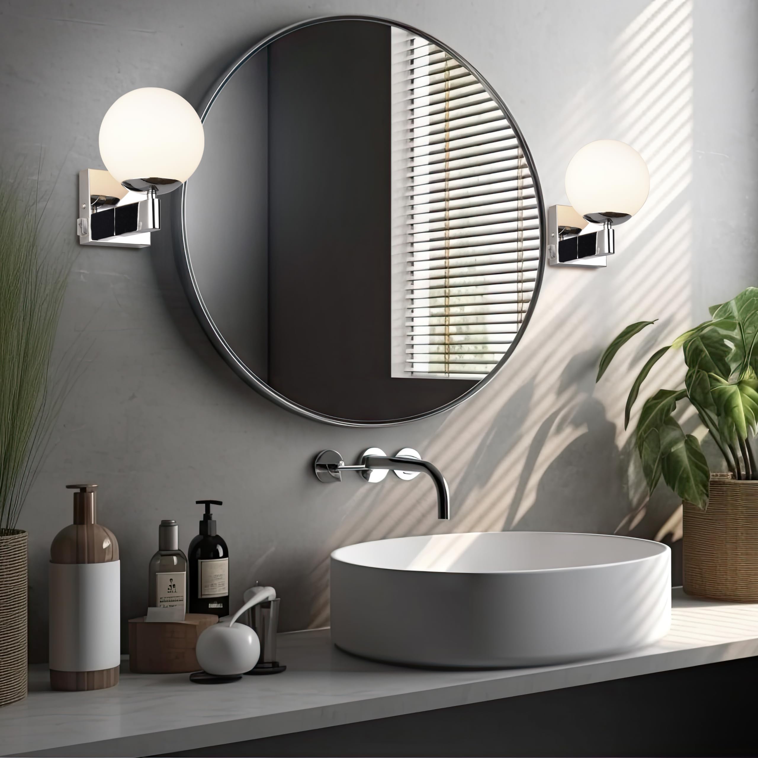 Trio Leuchten Badezimmer Wandleuchte Kula 284270106, Metall Chrom, Glas Weiß, exkl. 1x E14