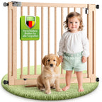 BOMI Baby Schutzgitter Treppe Miko PEFC geprüftes Buchenholz | Ohne Bohren | Gittertür aus Holz schwarz | Stabile Baby Schutzgitter Tür für Kindersicherheit | Treppen Türgitter | Breite: 87-95 cm