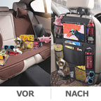 BillyBath 1 Stück Rückenlehnenschutz Auto Kinder mit 10 Zoll iPad/Tablet-Tasche, 600D Oxford Stoff Wasserdicht Autositz Rücksitz Organizer Autositzschoner Rückenlehne, Schwarz