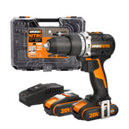 WORX NITRO WX352.4 Akku-Schlagbohrmaschine 20V, bürstenloser Motor, 60Nm, variable Drehzahlregelung, LED-Licht (inkl. 75 Stück Bits-Set, 2 Stk. 2,0Ah-PowerShare Akkus im Lieferumfang)