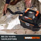 WORX WX031.9 Akku Nass-/Trockensauger - mobil und handlich - 20V - mit Fugendüse und Breitstrahldüse - ohne Akku und Ladegerät, Schwarz/Orange