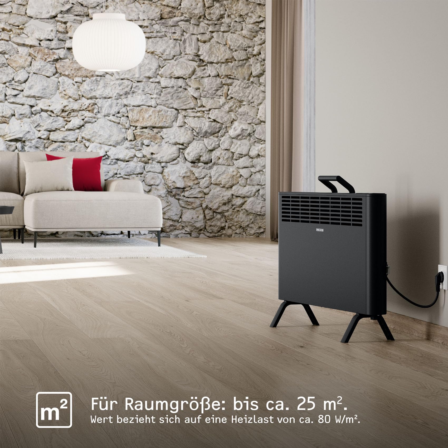 STIEBEL ELTRON neue Elektroheizung engergiesparend, Standgerät CNS-B 2000 Plus LCD move, 2 kW für ca. 25 m², TÜV geprüft, LC-Display, Wochentimer, Schwarz, 207068