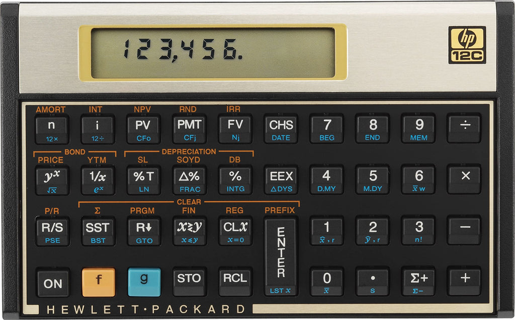 Hewlett Packard HP12C Finanzmathematischer Taschenrechner batteriebetrieben 10-stellig über 120 Funktionen