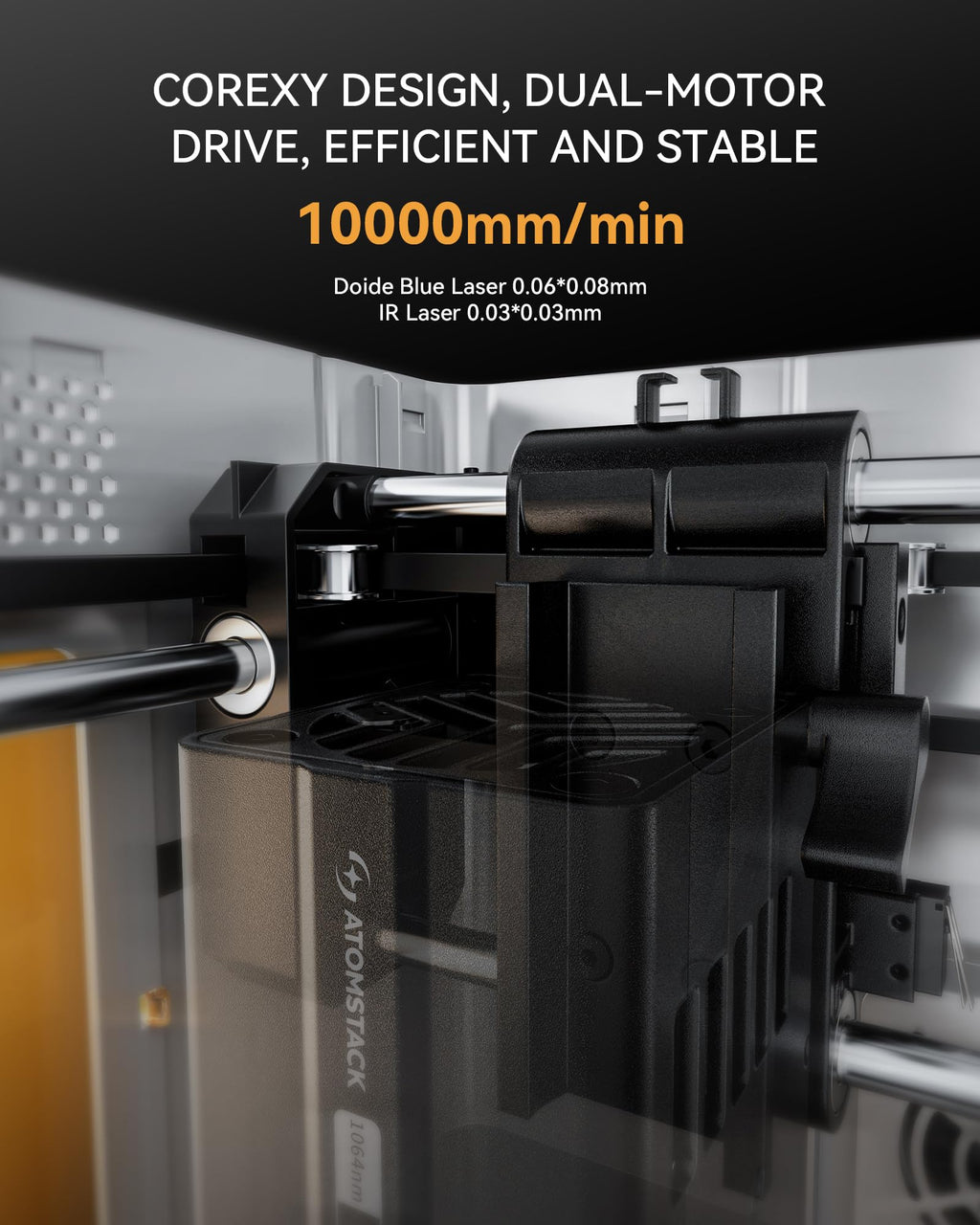 Atomstack P1 Mini Laser Graviermaschine, 5W Diode Laser Cutter Tragbare Desktop Lasergravur, CoreXY Dualmotor, Kostenlose Atomstack App mit Designbibliothek, 110x110mm Gravurbereich