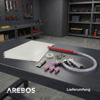 Arebos Sandstrahlkabine 90 Liter | Sandstrahlgerät mit Strahlpistole mit 4 Keramikdüsen | zur Aufbereitung | Arbeitshandschuhe | Sichtfenster inkl. 4 Ersatzfolien