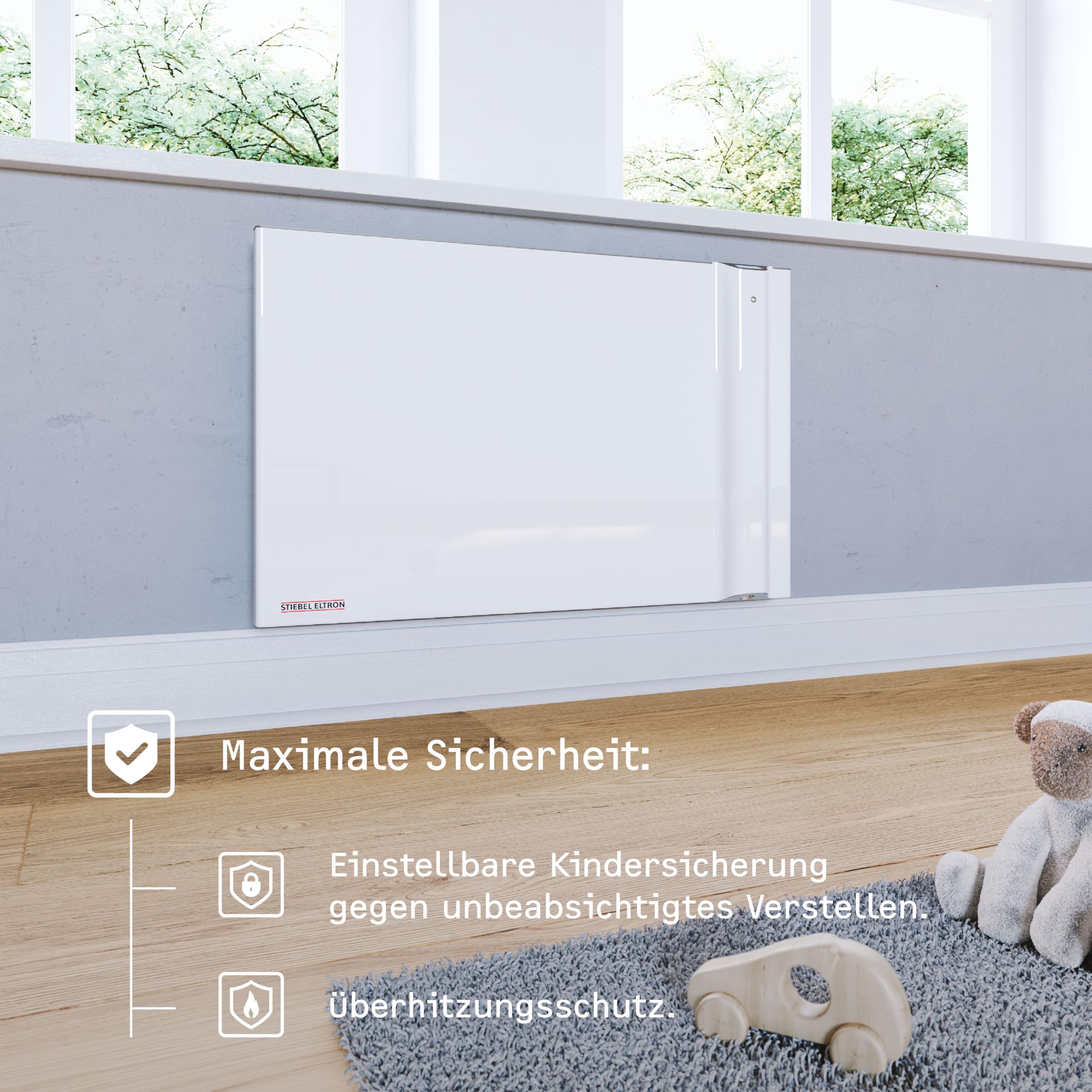 STIEBEL ELTRON Duo Wandkonvektor CND 150, 1,5 kW für ca. 20 m², LC-Display, Wochentimer, Elektroheizung energiesparend, ohne Stecker, 230V Festanschluss, 234815