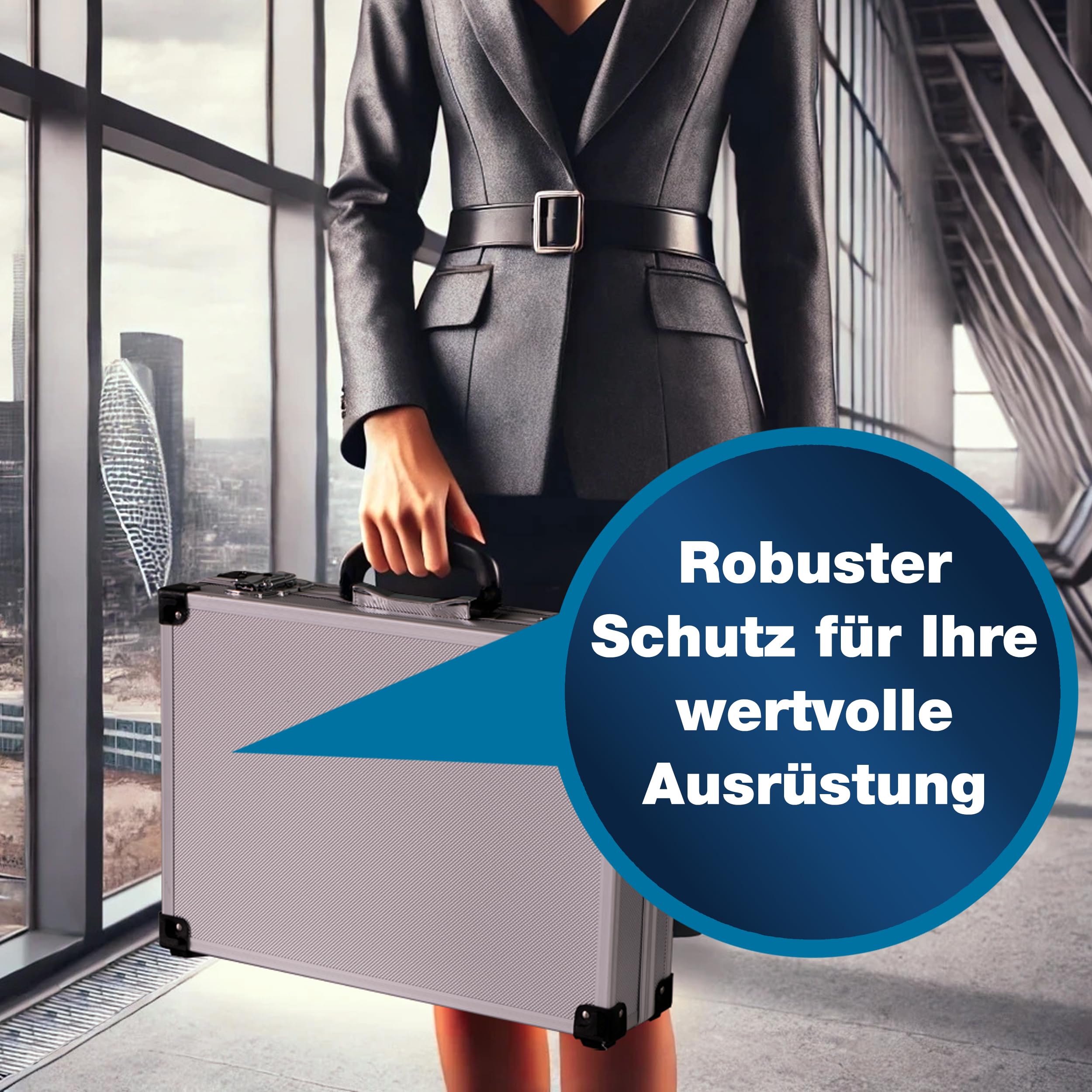 PeakTech Alukoffer P 7260 – abschließbarer Universal-Transportkoffer mit Würfelschaumstoff – tragbarer Fotokoffer – robuster Alu Koffer mit Schutz vor Regen und Staub – groß (370 x 230 x 80mm)