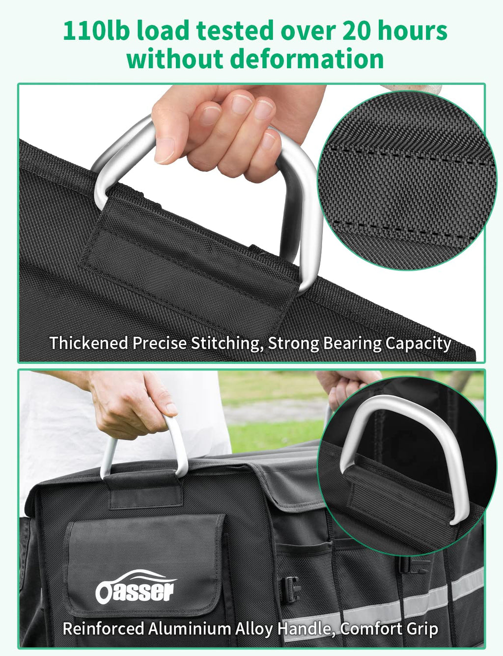 Oasser Kofferraumtasche Kofferraum Organizer mit Deckel Auto Organizer Autotasche Box Praktisch Wasserdicht Rutschfest Faltbar mit Aluminium Griffe Reflexstreifen