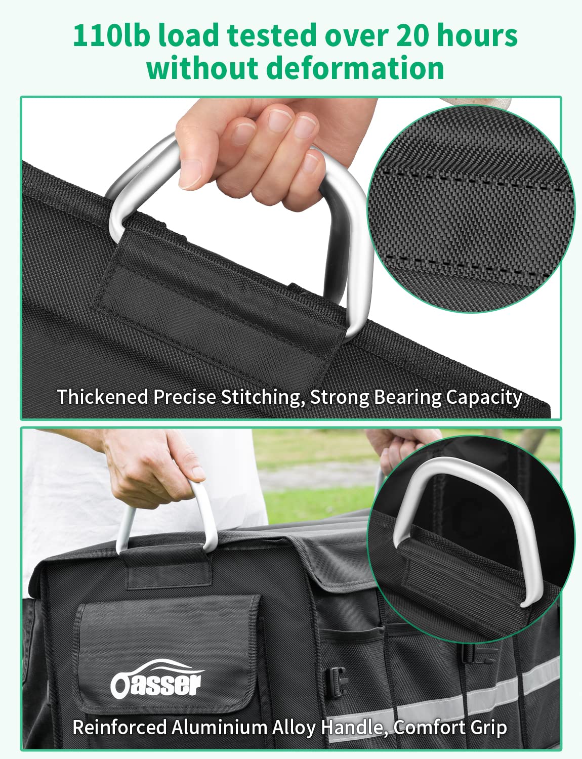 Oasser Kofferraumtasche Kofferraum Organizer mit Deckel Auto Organizer Autotasche Box Praktisch Wasserdicht Rutschfest Faltbar mit Aluminium Griffe Reflexstreifen