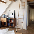DOLLE Hochbettleiter aus Holz mit 10 Stufen Höhe bis 245 cm Breite: 40 cm inkl. Fußkappen Buche Stufen Holm Kiefer