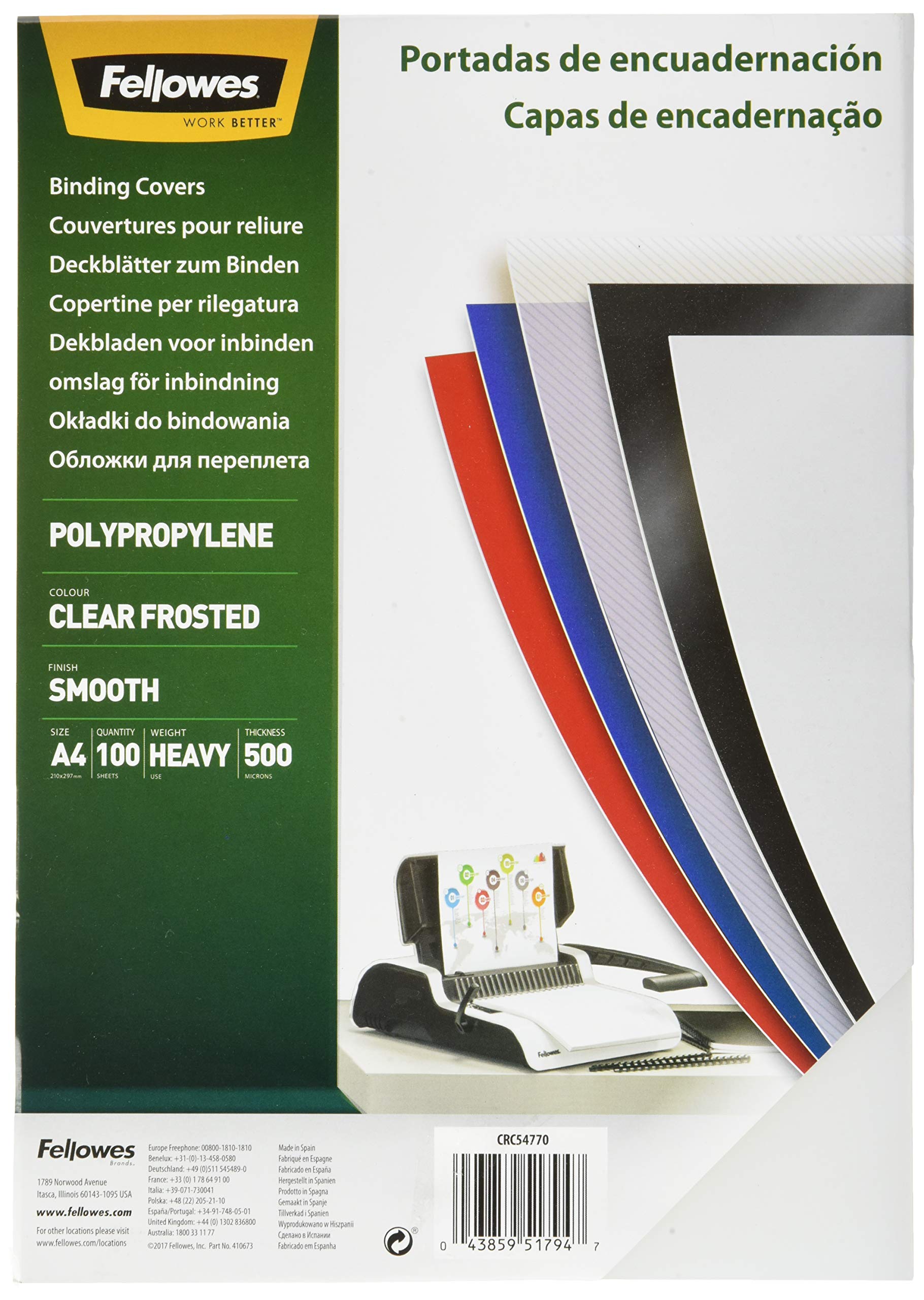 Fellowes 54770 - Deckblatt aus Polypropylen in A4, transluzent