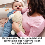 Fisher-Price Schlummer Häschen - tragbares Plüschspielzeug mit Musik und Licht für Neugeborene, Baby Spielzeug ab Geburt, Babyparty und Neugeborenen Geschenk, HXG97