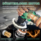 BATOCA S4 Profi Akku Poliermaschine,Rotierende&Orbitale,25mm/75mm Rückenplatte,Bürstenloser Motor,Mini Polier Kit,12V Akku Poliergerät mit 2 2.5Ah Batterien,2000-5500RPM,Scheinwerfer Aufbereitung Set