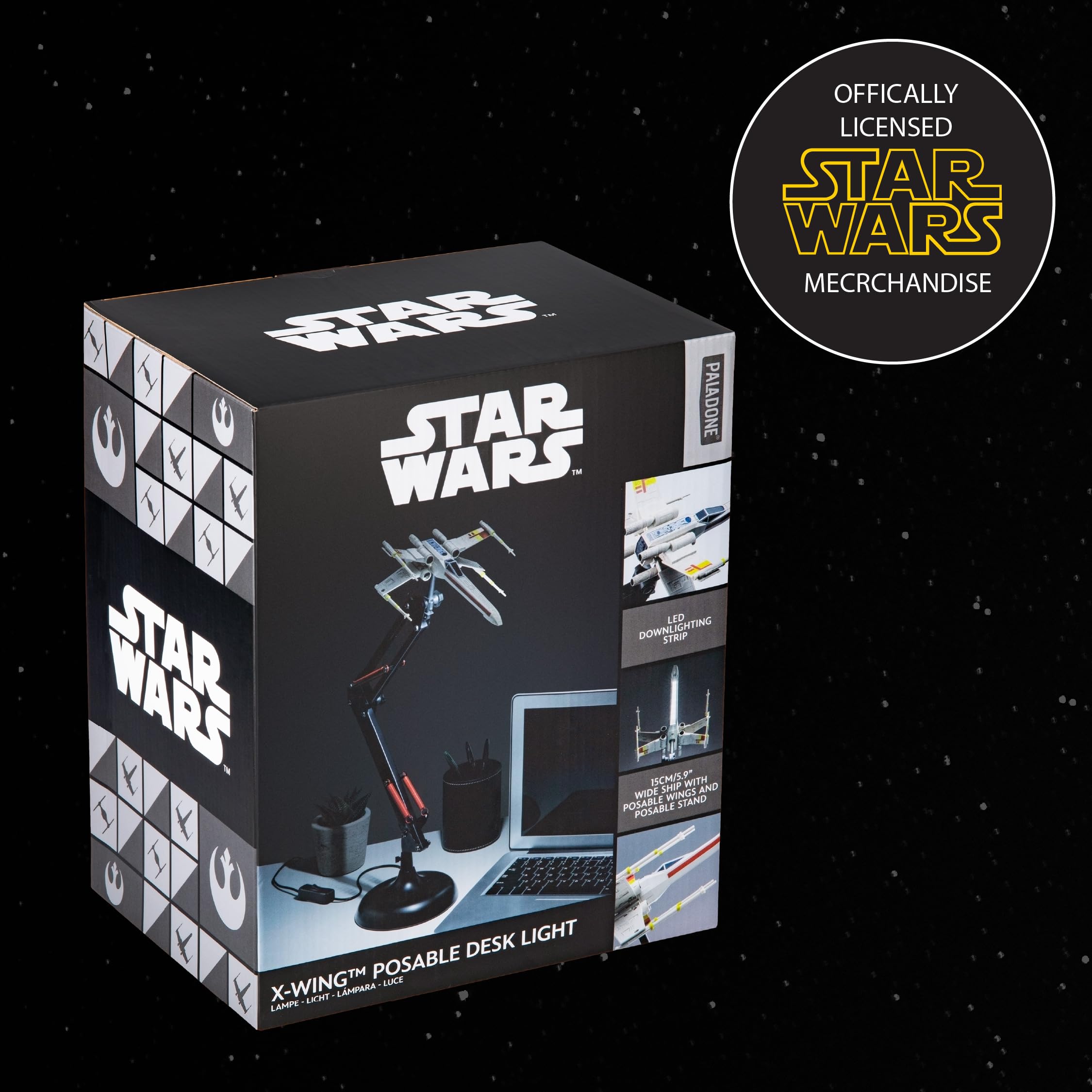 Paladone Star Wars X-Wing Flexibler Tischlicht, 15 cm (5,9 Zoll) breite Replik des Schiffs mit LED-Beleuchtung, Betrieben durch im Lieferumfang enthaltenes USB-Kabel, Weiß