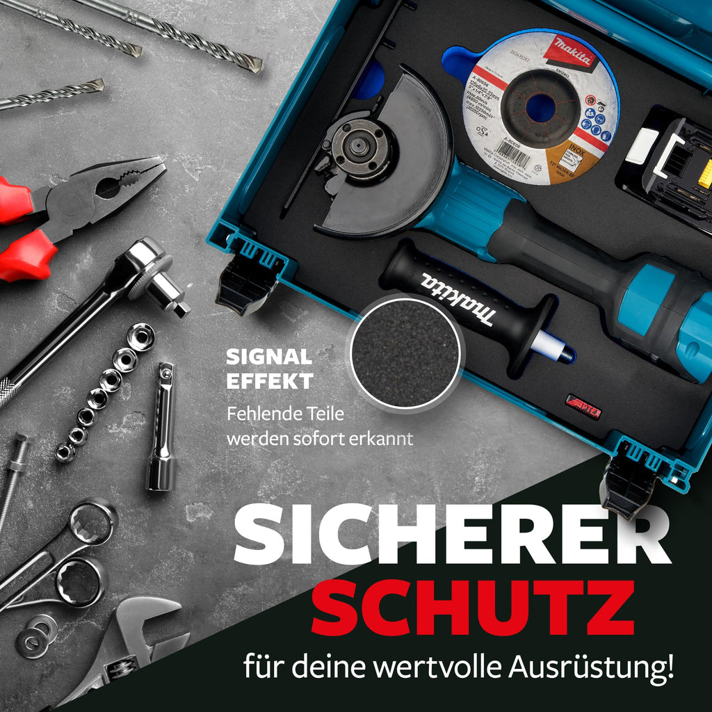 APTEX Schaumeinlage passend für Makita Akku-Winkelschleifer DGA 411-414, 461-464, 511-514 MakPac Gr. 2-3