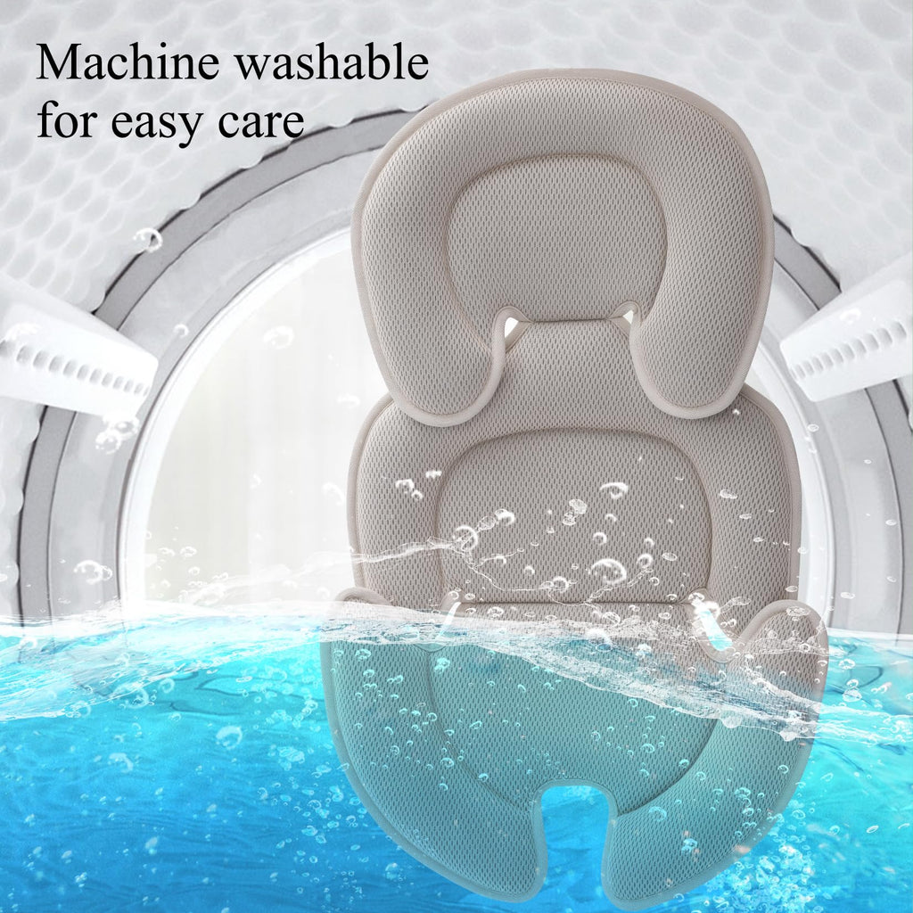 Innokids Säuglings Autositz Einsatz, Neugeborener Kopf-Stützkissen und Körper-Stützkissen für Babys Anzug für Baby-Autositze und Kinderwagen (Beige)