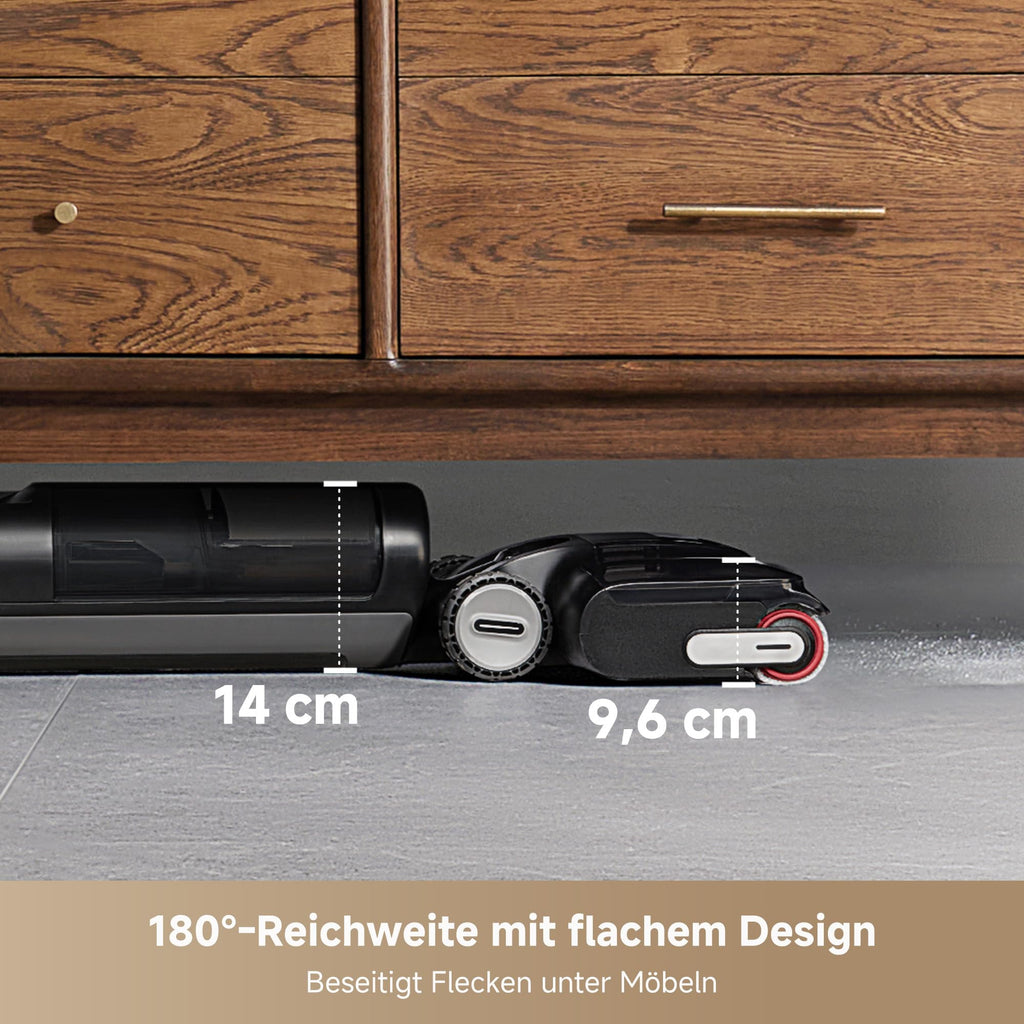 dreame H12 Pro FlexReach Nass- und Trockensauger, Flaches 180°-Design, Trocknung in 5 Minuten, 18.000 Pa Saugkraft, 90 °C Heißwäsche, Doppel-Kantenreinigung, Reinigung in 50 Minuten