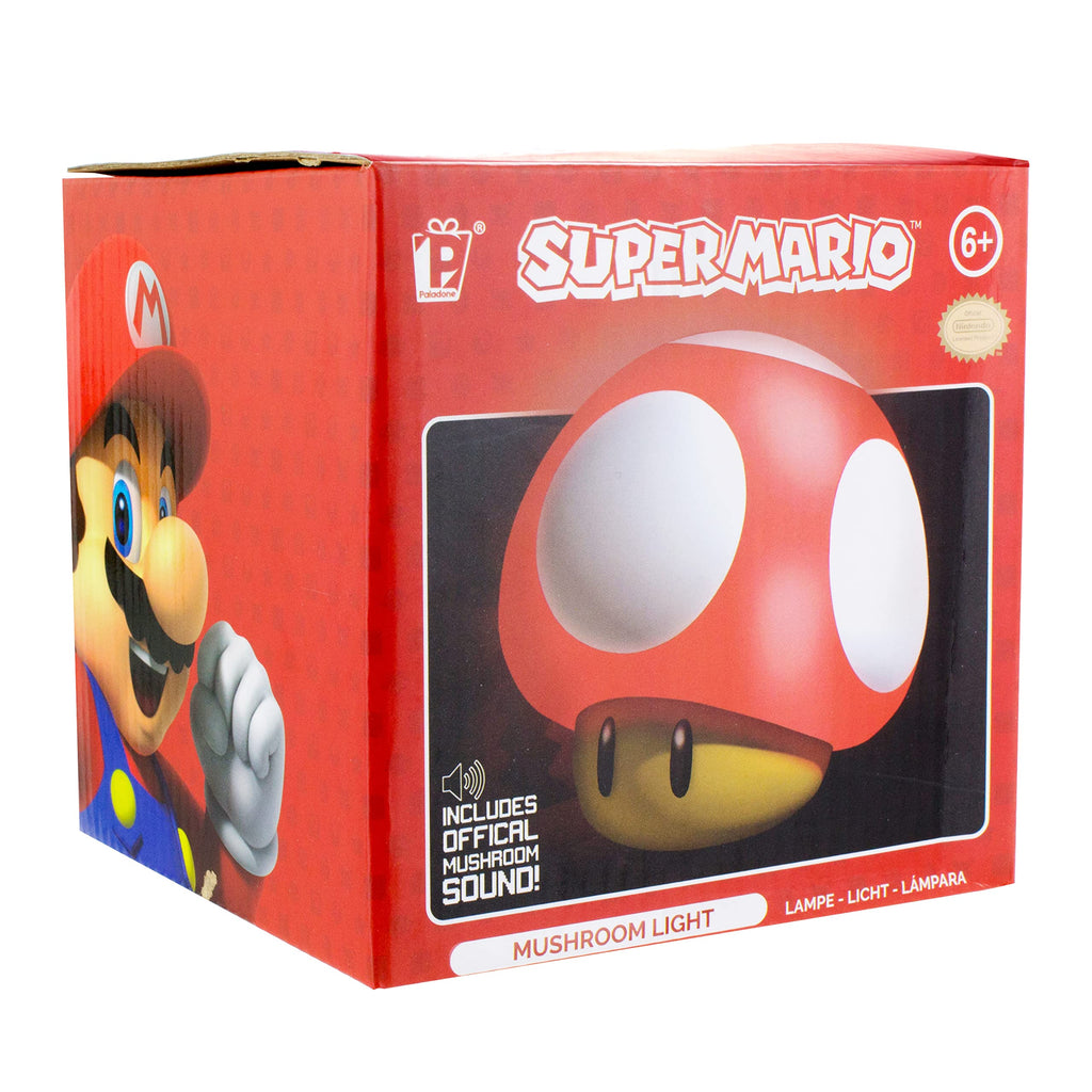 Super Mario Brothers Mushroom Figurenlicht - Offiziell lizenziertes Sammler-Movie-Merchandise mit Sound, Geschenk für Jungen, Kinderzimmer-Zubehör, Bunt, Rot