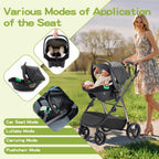 Lnhcrbs Kinderwagen 3 in 1,Kinderwagen Set ist ein mit einer Hand faltbarer Aluminiumrahmen, Bergsteiger Stoller ist aus Leder, wasser- und schmutzabweisend, Für 0-4 Jahre, 22KG(Schwarz)