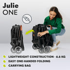 LIONELO Julie One Buggy Kinderwagen bis 22 kg, verstellbare Rückenlehne und Fußstütze, Moskitonetz, Beinwärmer, Getränkehalter und Transporttasche, zusammenklappbar