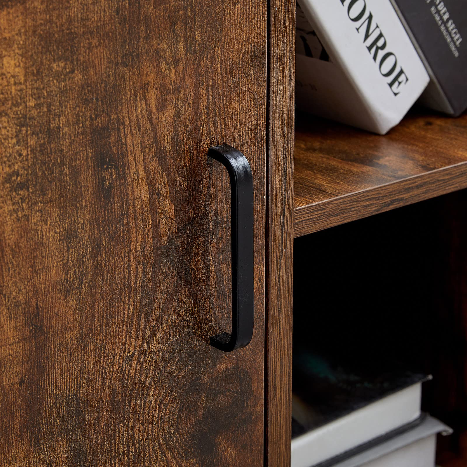 TUKAILAI Rollcontainer Abschließbar mit 3 Schubladen, Lagerung Fach und Offene Regale, Aktenschrank, Büroschrank mit Rollen, Dokumente in DIN-A4, Legal, Letter-Format, Büromöbel, braun