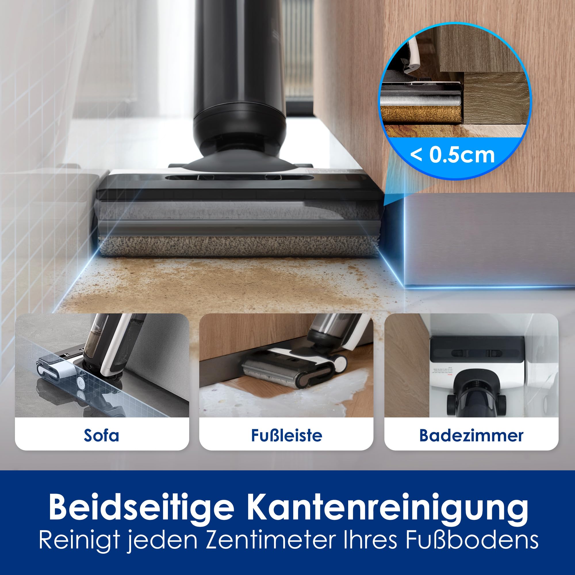 Tineco Floor ONE S6 Nass Trockensauger, Kabelloser Nass Trocken Staubsauger, Akku Saugwischer mit LED-Anzeige All-in-One Staubsauger mit Wischfunktion 35min Laufzeit für Hartböden