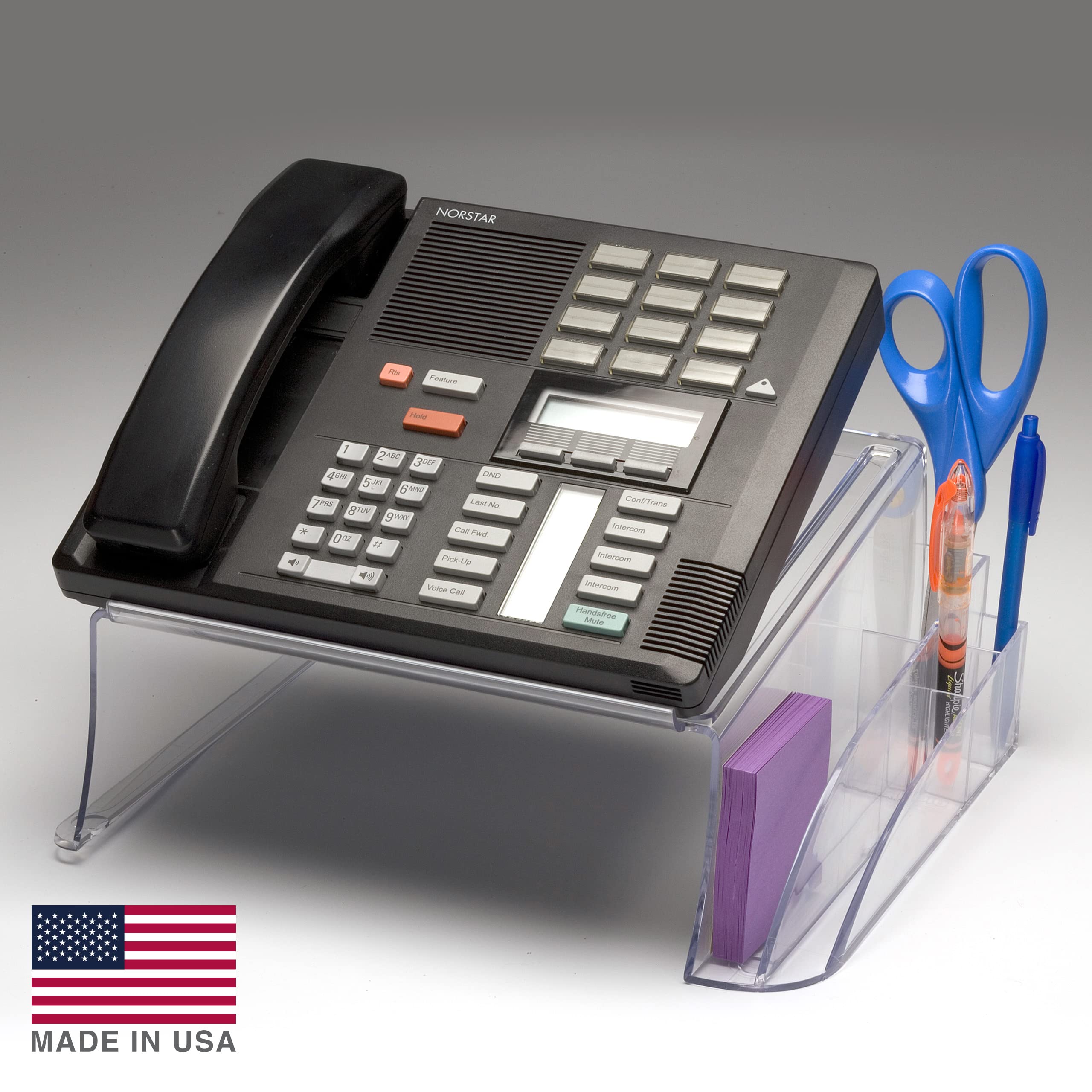 Officemate Telephone Stand, Laptop Stand, Clear Plastic Computer Riser, Laptops Elevator for Desk, Clear (21524)