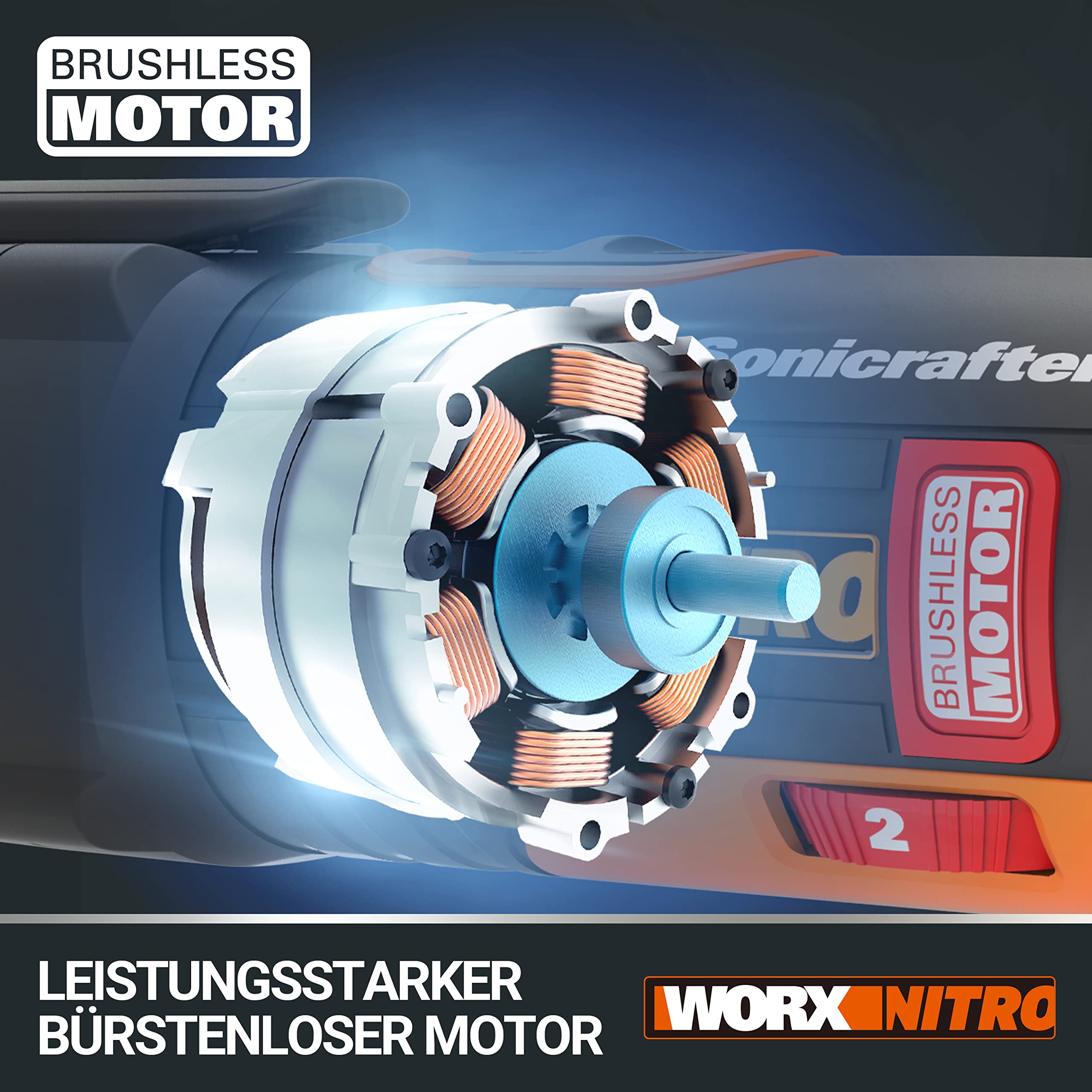 WORX WX693.9 Nitro Sonicrafter Akku Multifunktionswerkzeug 20V – bürstenloser Motor – vielseitig zum Schneiden, Polieren, Sägen uvm. – für Bearbeitung verschiedener Materialien – ohne Akku & Ladegerät