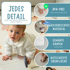 HuBorns - Spielmatte Baby Faltbar 200x180 cm und Wendbar, Krabbelmatte Baby Schadstofffrei mit CE Zertifikat, Play Mat XXL Gepolstert, Spielmatte Rutschfest und Wasserdicht (Weltkarte)