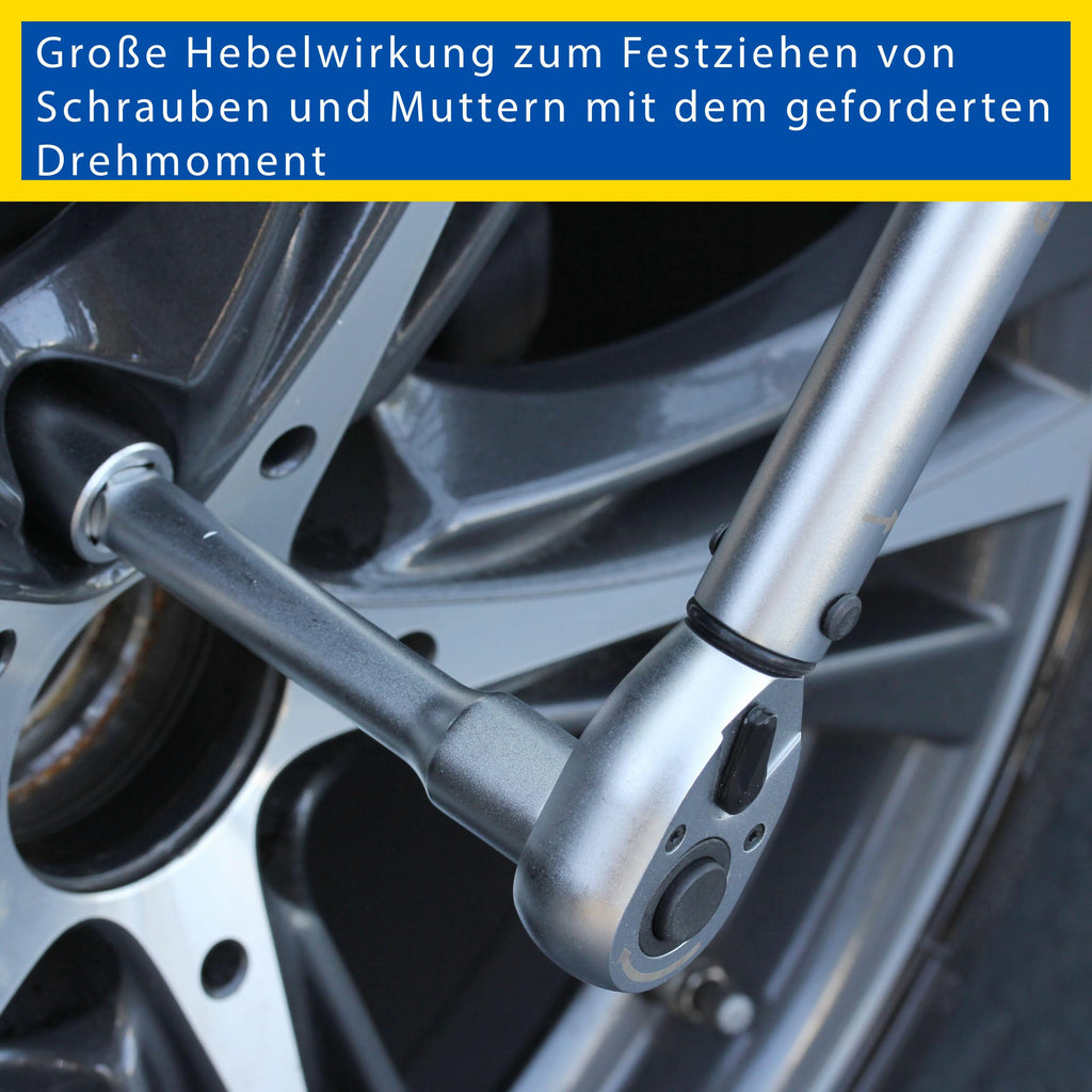 Goodyear Radwechselset, 6-teilig, Drehmomentschlüssel + Umschaltknarre + 3-tlg. Steckschlüsselsatz + Verlängerung, Box, Schwarz