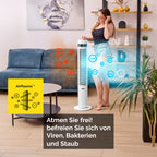 YOER 19dB Leiser Turmventilator, Plasma-Ionisator, 12 m Reichweite, 12 Geschwindigstufen, 3 Modi, 12 Std. Timer, 80° Oszillation, Fernbedienung, CoolWhisper TF07W, weiß