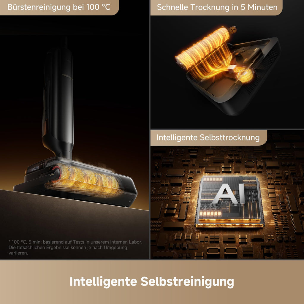 Mova M50 Ultra Nass- und Trockensauger, 22.000Pa, Roboterarm 0 Spalt, klappbarem und Ausziehbarem Griff,Antriebssystem für müheloses Gleiten,100°C Bürstenwäsche, 5min 90°C Trocknung