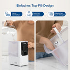 Levoit Top-Fill Luftbefeuchter, Smart Humidifier, Warm&Kalter Nebel max 550 ml/h, bis 40㎡, leise Raumbefeuchter mit Nachtlicht für Kinderzimmer, Pflanzen, Auto Shut-off, 4,5 L, Mondweiß