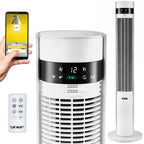 YOER 19dB Leiser Turmventilator, Plasma-Ionisator, 12 m Reichweite, 12 Geschwindigstufen, 3 Modi, 12 Std. Timer, 80° Oszillation, Fernbedienung, CoolWhisper TF07W, weiß