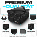 FORTEM Kofferraum Organizer, Kofferraumtasche, Zusammenklappbarer Auto Organizer Kofferraum mit Fächern, Rutschfester Boden, Verstellbare Sicherungsriemen, Klappbarer Deckel (Schwarz)