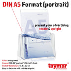 5 C160 Stück taymar DIN A5 Tisch-Prospekthalter, Prospektständer, glasklarer Flyerständer, Präsentationsständer