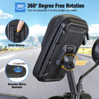 WACCET Handyhalterung Motorrad Wasserdicht, Motor Halterung 360° Drehbarer Handyhalter für Motorrad Spiegel mit Sonnenblende Touch ID Roller Handyhalterung für Smartphone is zu 7,2" (Schwarz)