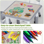 Kindertisch mit 2 Stühlen, Kindersitzgruppe Höhenverstellbar Packung, Tisch Stuhl Set für Kinderzimmer, Plastik Kindermöbel, Sitzgruppe für Jungen Mädchen ab 3 Jahre (Grau, Quadratischen Tisch)