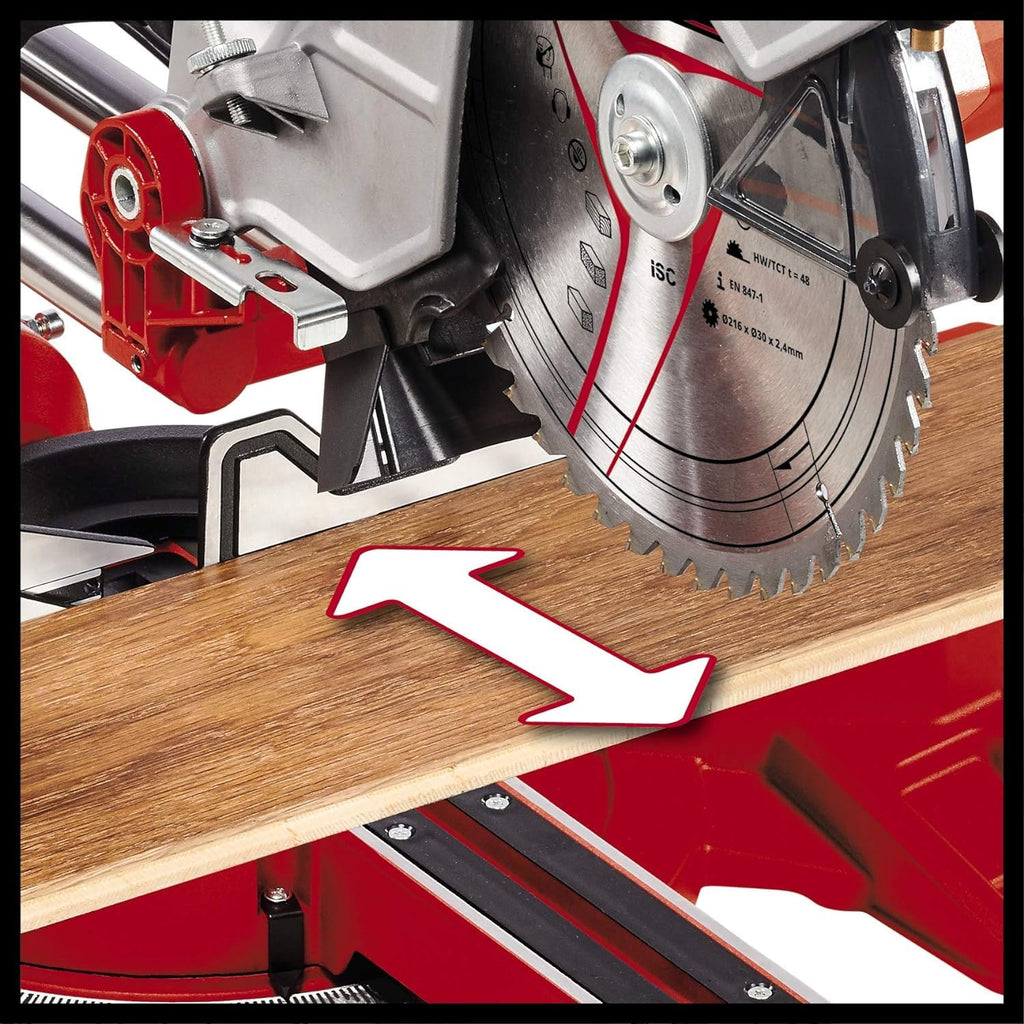 Einhell Zug-Kapp-Gehrungssäge TC-SM 254 (1900 W, max. 85 mm x 305 mm Schnitttiefe/-breite, Ø 254 mm Sägeblatt, neigbarer Sägekopf, Zugfunktion, Laser)