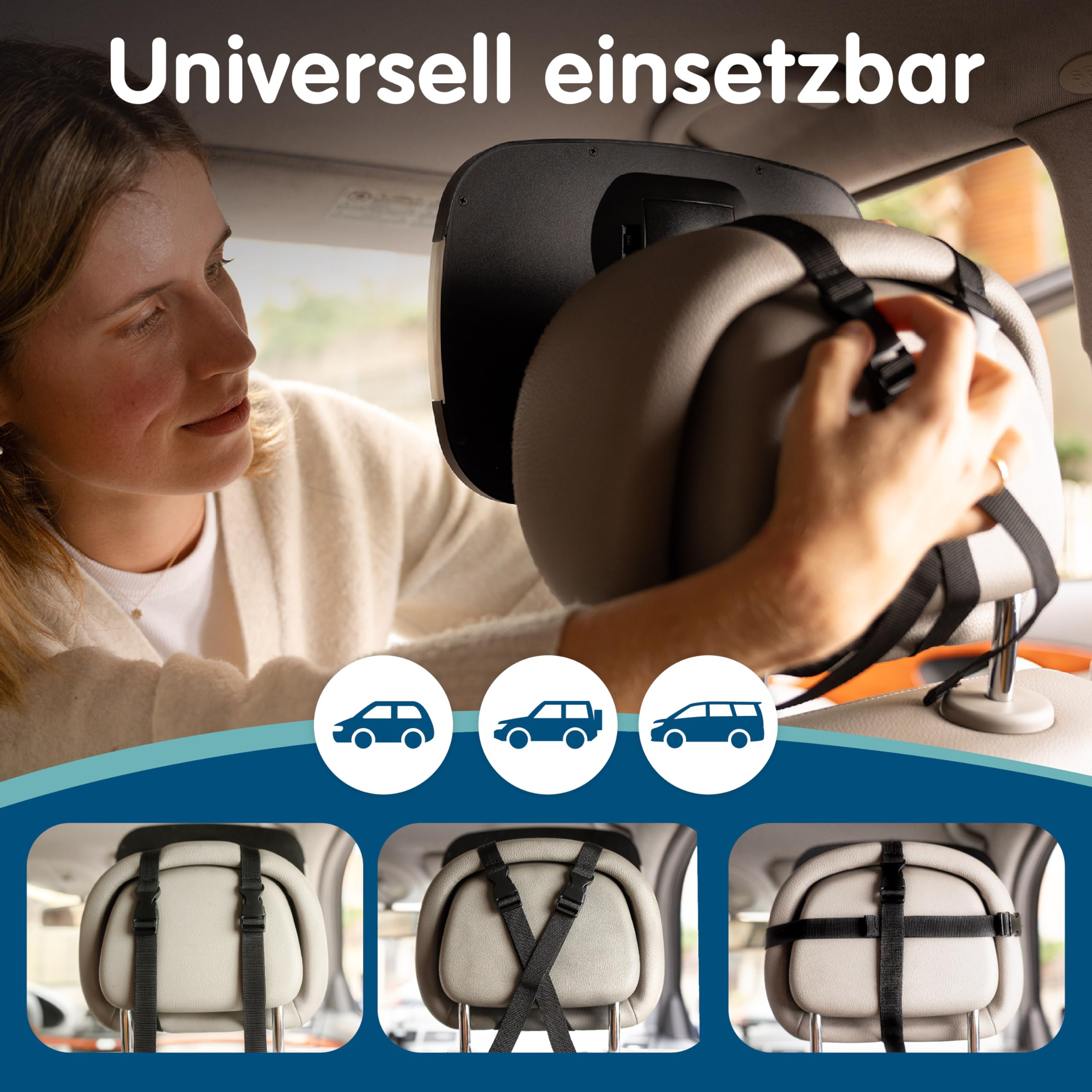 Onco LED Baby Autospiegel - 100% bruchsicher mit 2 Licht-Modi für Tag & Nacht, Rutschfester Baby Rückspiegel Auto mit 360° Schwenkung