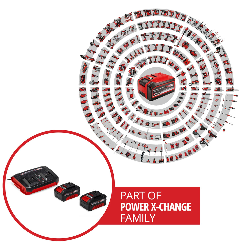 Einhell 4512112 Original Starter Kit 2X 4,0 Ah Akkus und Twincharger Power X-Change (Li-Ion, 18 V, 75 min Ladezeit, passend für alle Geräte), 2.21 x 1.85 x 0.77 cm