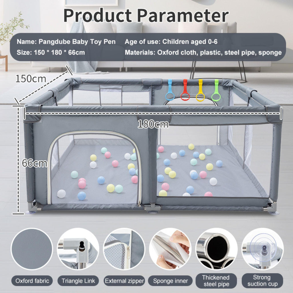GLOKID Laufstall Baby 120 X 180cm, Laufgitter baby, große Sicherheitsspielplatz, mit Anti-Kollision Schaum Absperrgitter mit atmungsaktivem Netz, Einschließlich Ocean Balls y Pull Rings (XWL 1218)