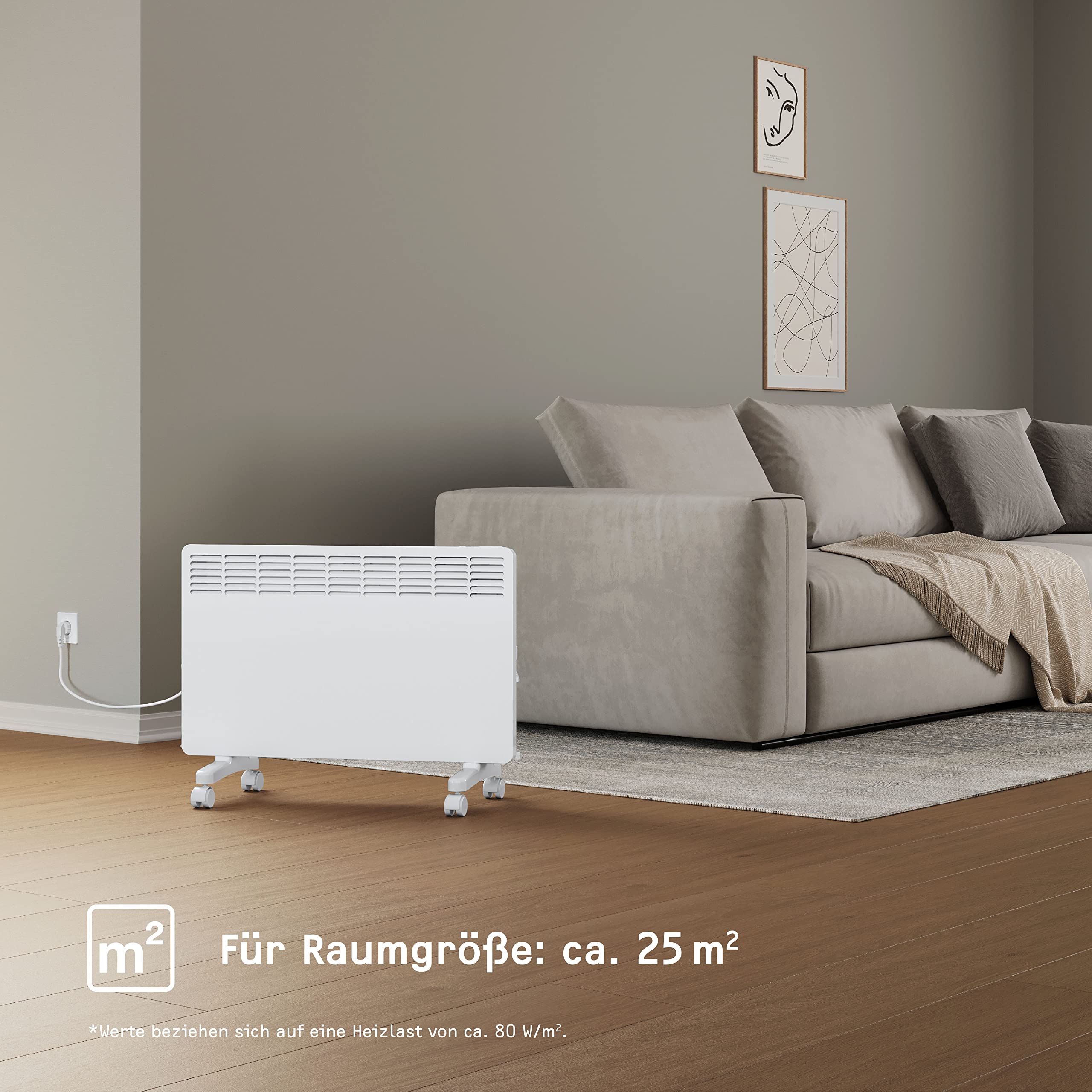 STIEBEL ELTRON Elektroheizung Standgerät für ca. 25 m², TÜV geprüft, Konvektor-Heizung mit elektronischer Regelung, 2 kW, energiesparend, LC-Display, Rollen, 204451