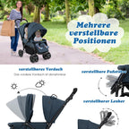 COSTWAY Geschwisterwagen klappbar, Zwillingswagen mit verstellbarer Rückenlehne & Verdeck, Reisebuggy mit Liegefunktion, Zwillingsbuggy Kinderwagen für Baby ab 6 Monate, 30 kg Belastbar (Blau)